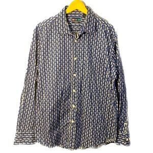 Charleston Threads Navy seahorse casual button up long sleeve men’s shirt XL